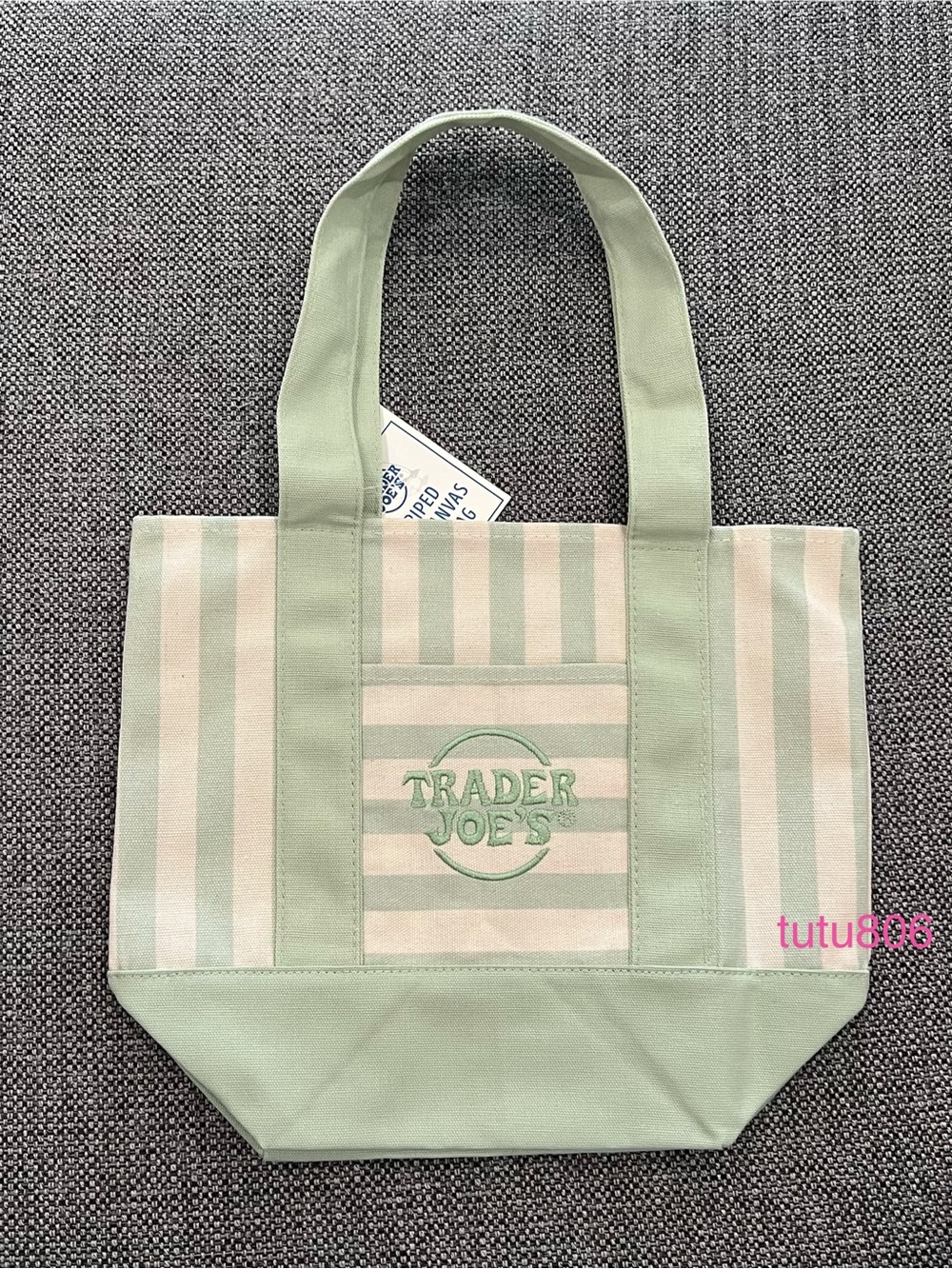 Trader Joe’s Striped Canvas Mini Tote Bag   NWT